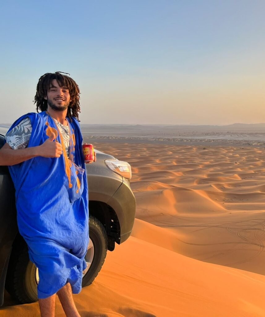 Hassan, co-founder of Farha Travel, in the Sahara